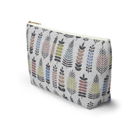Stamped Leaves Accessory Pouch w T-bottom in Black
